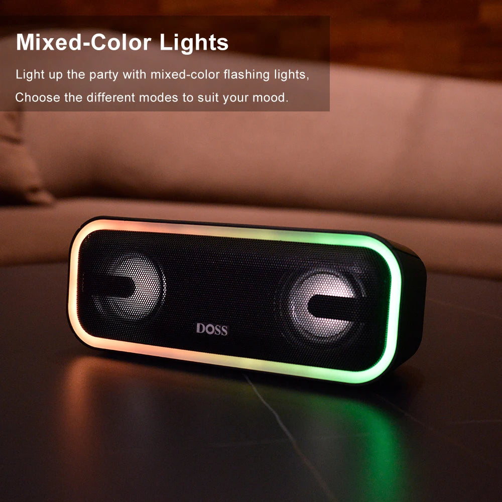 DOSS Bluetooth Speaker 24W Powerful Sound Bass Subwoofer Sound Box TWS Pairing IPX6 Waterproof Outdoor Portable Wireless Speaker
