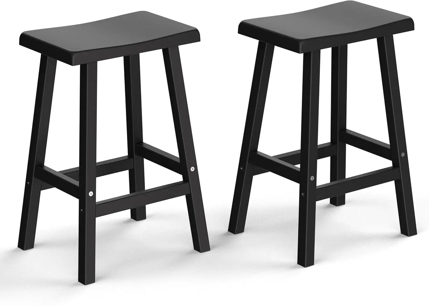 Saddle Seat,Solid Resin Bar Stools,Counter Stool Sturdy Modern Stylish and Durable for Kitchen, Bar and Home(Set of 2,Black)