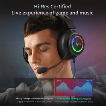 Edifier G35 PC Gaming Headset USB Over-Ear Headphone with 7.1 Hi-Res Surrounding Sound RGB Light for PC PS4 Gaming Accessories