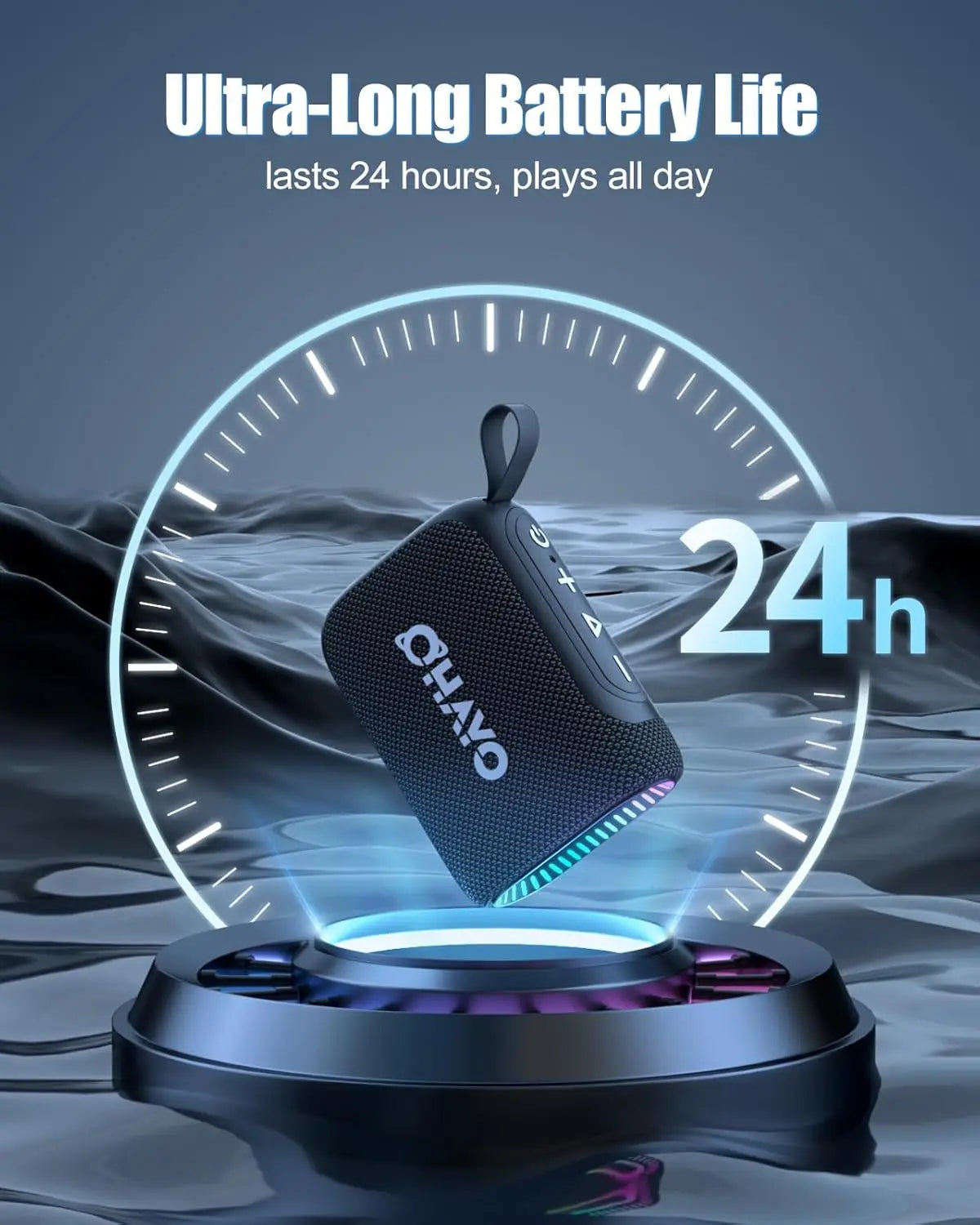 Ohayo S5 Bluetooth Speaker,Ultra Portable, Up to 24H Playtime,IP67 Waterproof and Dustproof,Powerful Sound for Hiking and Biking