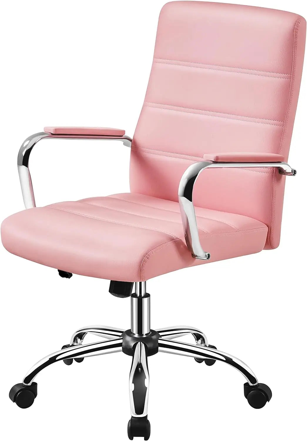 Managerial Executive Chairs Office Task Chair Mid-Back PU Leather Ergonomic Computer Desk Chair w/Lumbar Support Swivel Wheels