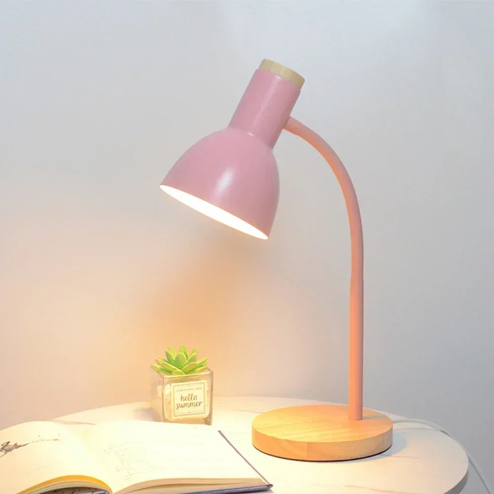 Nordic Modern Wood Iron LED Eye Protection Desk Lamp Creative Living Room Bedside Bedroom Decoration Ornament Small Night Light