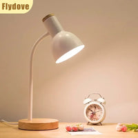 Nordic Modern Wood Iron LED Eye Protection Desk Lamp Creative Living Room Bedside Bedroom Decoration Ornament Small Night Light