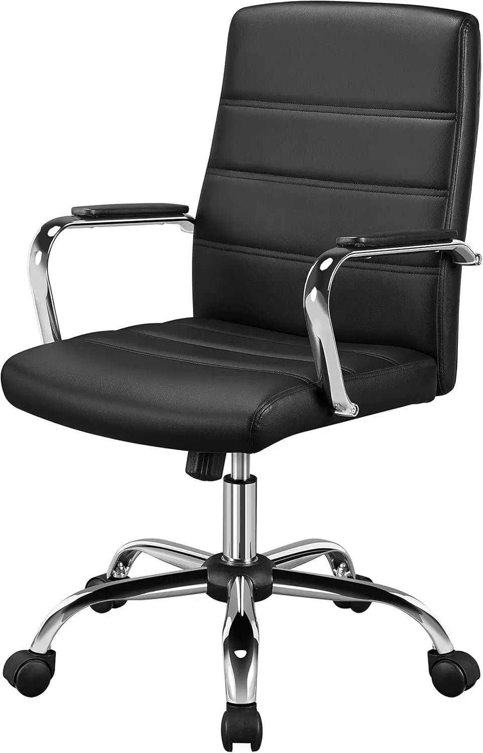 Managerial Executive Chairs Office Task Chair Mid-Back PU Leather Ergonomic Computer Desk Chair w/Lumbar Support Swivel Wheels