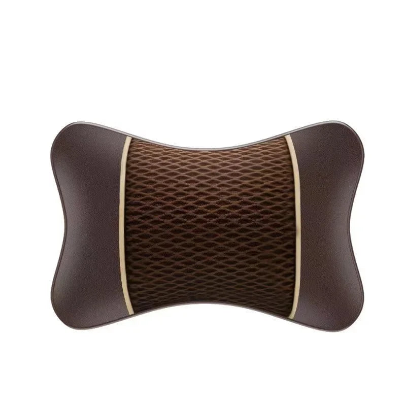 Car Universal Seat Headrest Double Side Pu Leather Neck Memory Pillow Head Support Protector Cushion Auto Travel Accessories