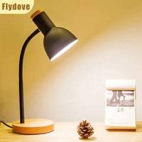 Nordic Modern Wood Iron LED Eye Protection Desk Lamp Creative Living Room Bedside Bedroom Decoration Ornament Small Night Light