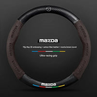 For Mazda 3 5 6 SKYACTIV Axela Atenza CX30 CX5 CX8 CX9 MX5 RX8 RX7 BT50 Carbon fiber Suede Car Steering Wheel Cover Accessories