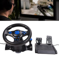 Racing Wheel PC Gaming Racing Wheel 2 Axes 180 Degree Rotation Supports Vibration Multifunctional for PS2