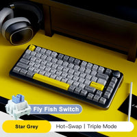 AJAZZ AK820 MAX Tri-mode RGB Gaming Mechanical Keyboard Bluetooth Wireless 2.4G Type C 82 Keys PBT Keycaps Hot Swap for Gamer PC
