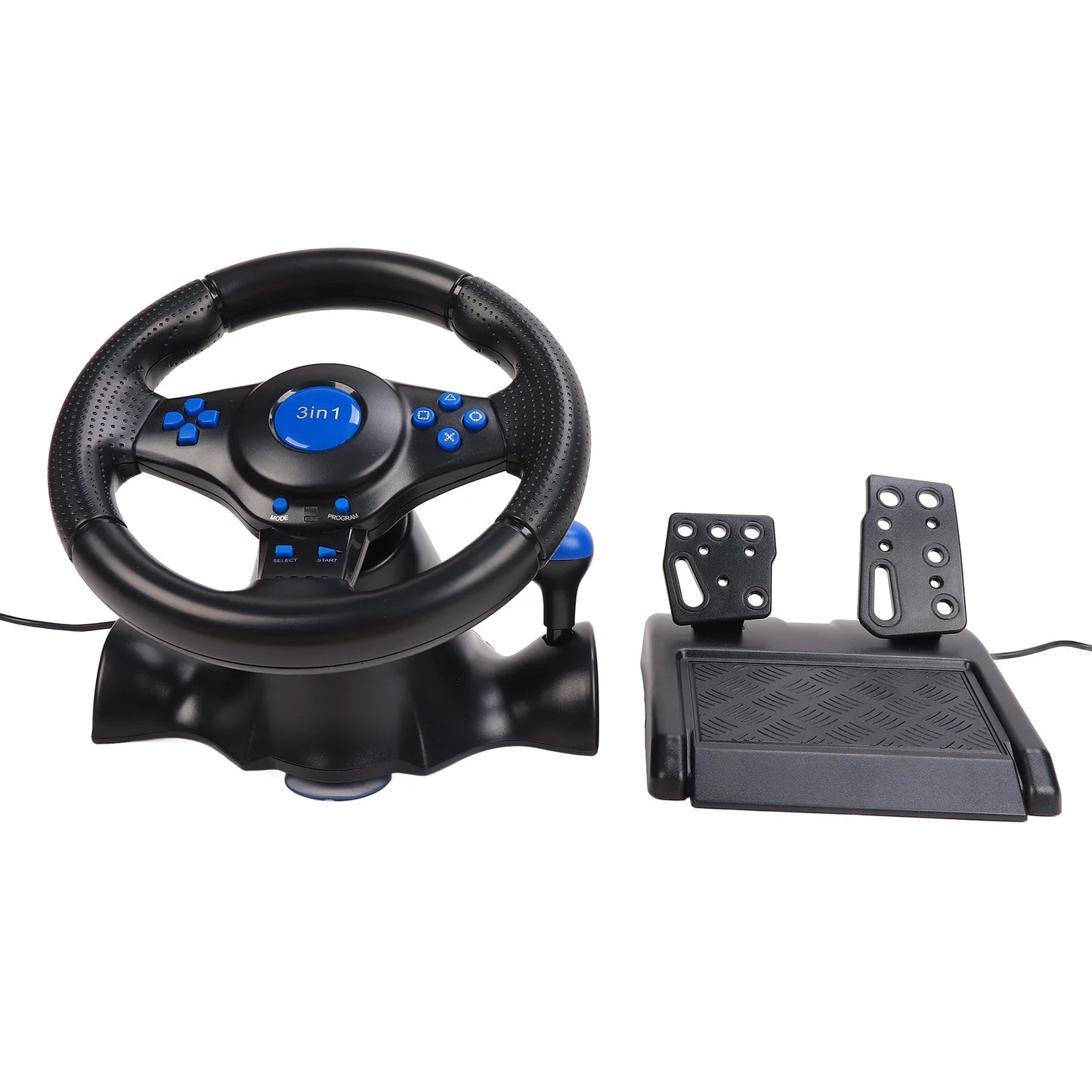 Racing Wheel PC Gaming Racing Wheel 2 Axes 180 Degree Rotation Supports Vibration Multifunctional for PS2