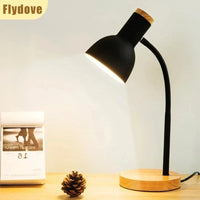 Nordic Modern Wood Iron LED Eye Protection Desk Lamp Creative Living Room Bedside Bedroom Decoration Ornament Small Night Light
