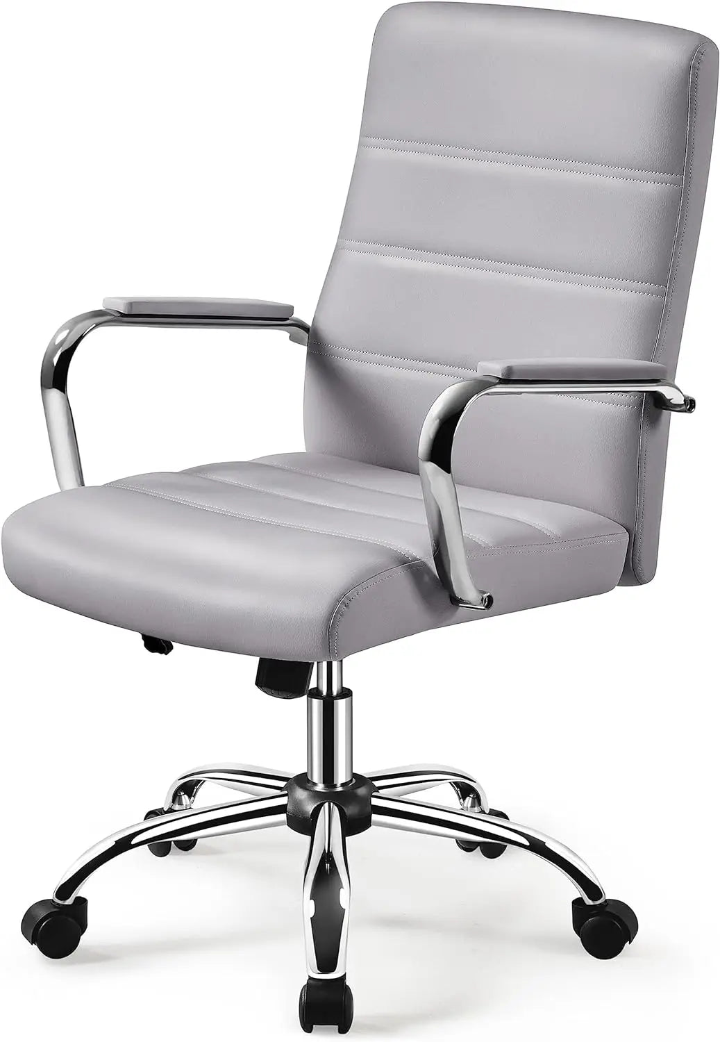 Managerial Executive Chairs Office Task Chair Mid-Back PU Leather Ergonomic Computer Desk Chair w/Lumbar Support Swivel Wheels