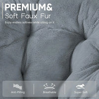 Living Room Chair, Faux Fur Soft Lounge Cute Folding Bedroom Seat for Adults Thick Padded Metal Frame, Living Room Chair