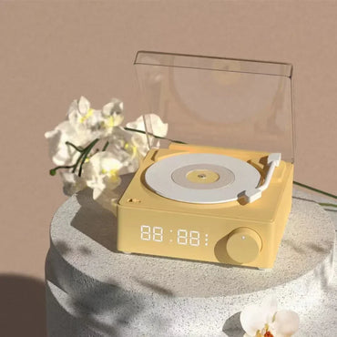 New Retro Vinyl Wireless Bluetooth Speaker Alarm Clock Small Record Player Portable High-quality Audio Home Smart Stereo