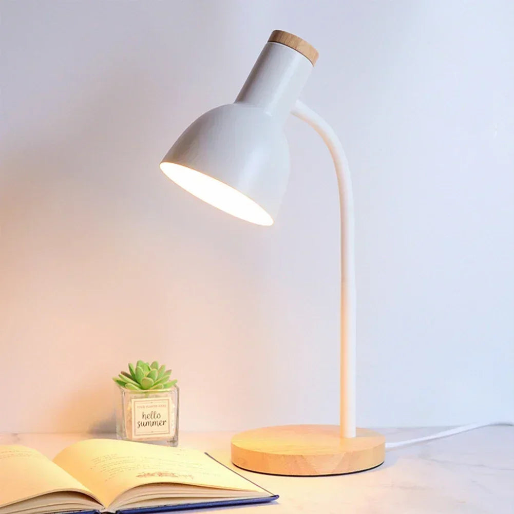 Nordic Modern Wood Iron LED Eye Protection Desk Lamp Creative Living Room Bedside Bedroom Decoration Ornament Small Night Light