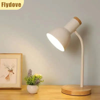 Nordic Modern Wood Iron LED Eye Protection Desk Lamp Creative Living Room Bedside Bedroom Decoration Ornament Small Night Light