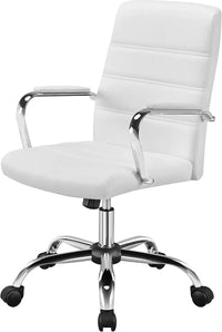 Managerial Executive Chairs Office Task Chair Mid-Back PU Leather Ergonomic Computer Desk Chair w/Lumbar Support Swivel Wheels
