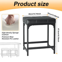 2 Pack Vanity Stool Chair, Makeup Stool, Faux Leather Vanity Stool, Modern Foot Stool for Vanity Makeup, Living Room, Bedroom an